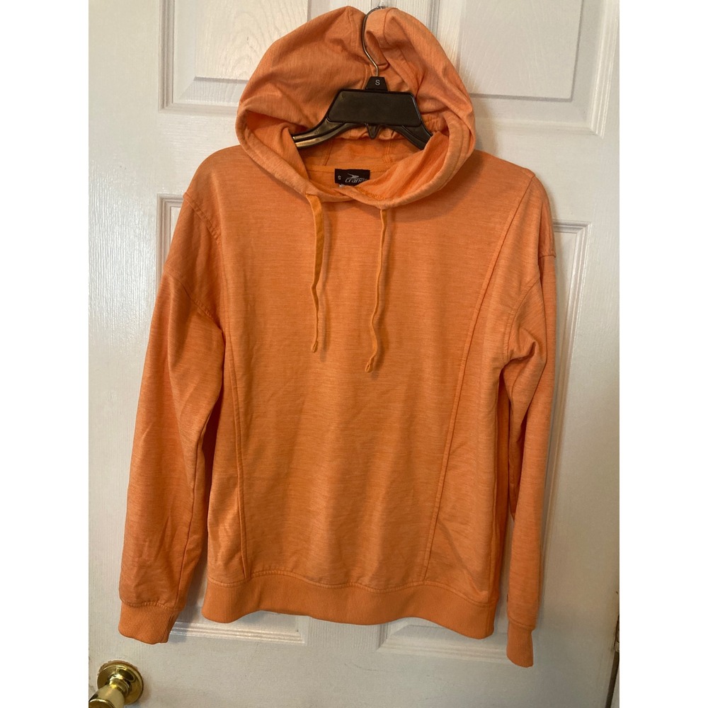 Crane Womens Small Orange Heathered Pullover Hoodie Athletic Sweatshirt S‎